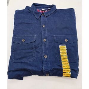 Lands End Mens Medium Traditional Fit Navy Button-Down Shirt